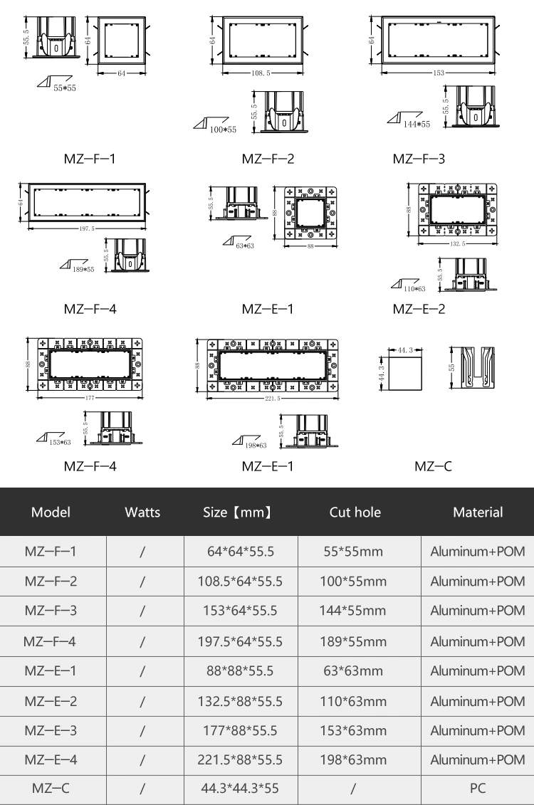 Allway Easy Installation Recessed Aluminum Pinlight Linear Ceiling Lamp Adjustable Project LED Grille Downlight